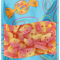 Bubs Lemon Raspberry Sour Skulls Candy (Unwrapped) in Resealable Bag