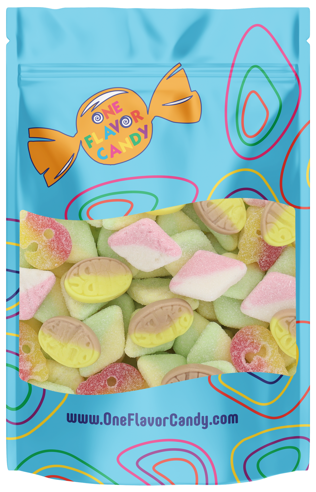 Bubs Diamonds, Skulls & Ovals Candy Mix (Unwrapped) in Resealable Bag - 4 Flavors