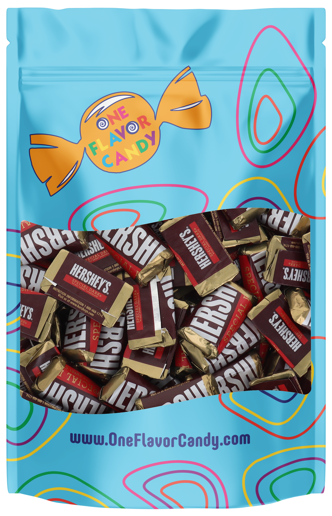 Hershey Special Dark Mini Mildly Sweet Chocolate Candy Bar in Resealable Bag