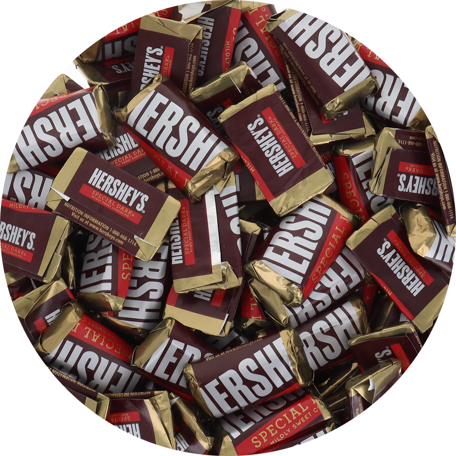 Hershey Special Dark Mini Mildly Sweet Chocolate Candy Bar in Resealable Bag