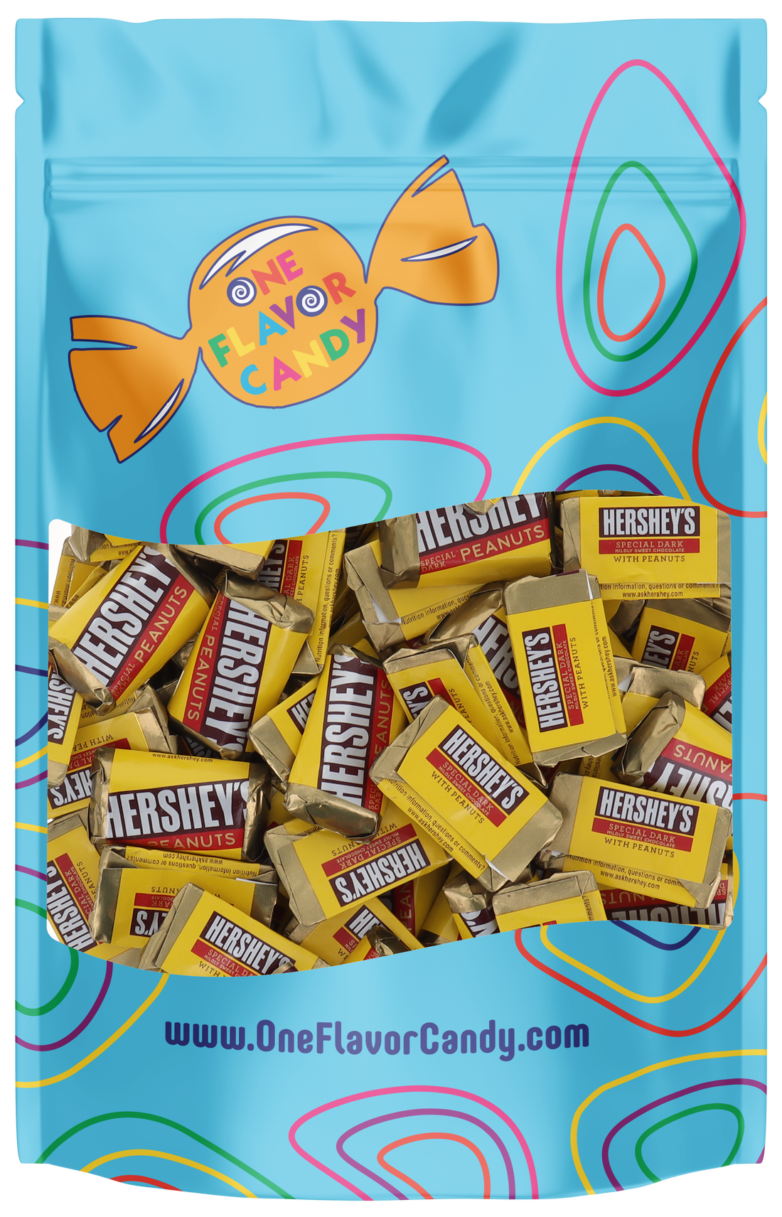 Hershey Special Dark With Peanuts Mini Chocolate Candy Bar in Resealable Bag