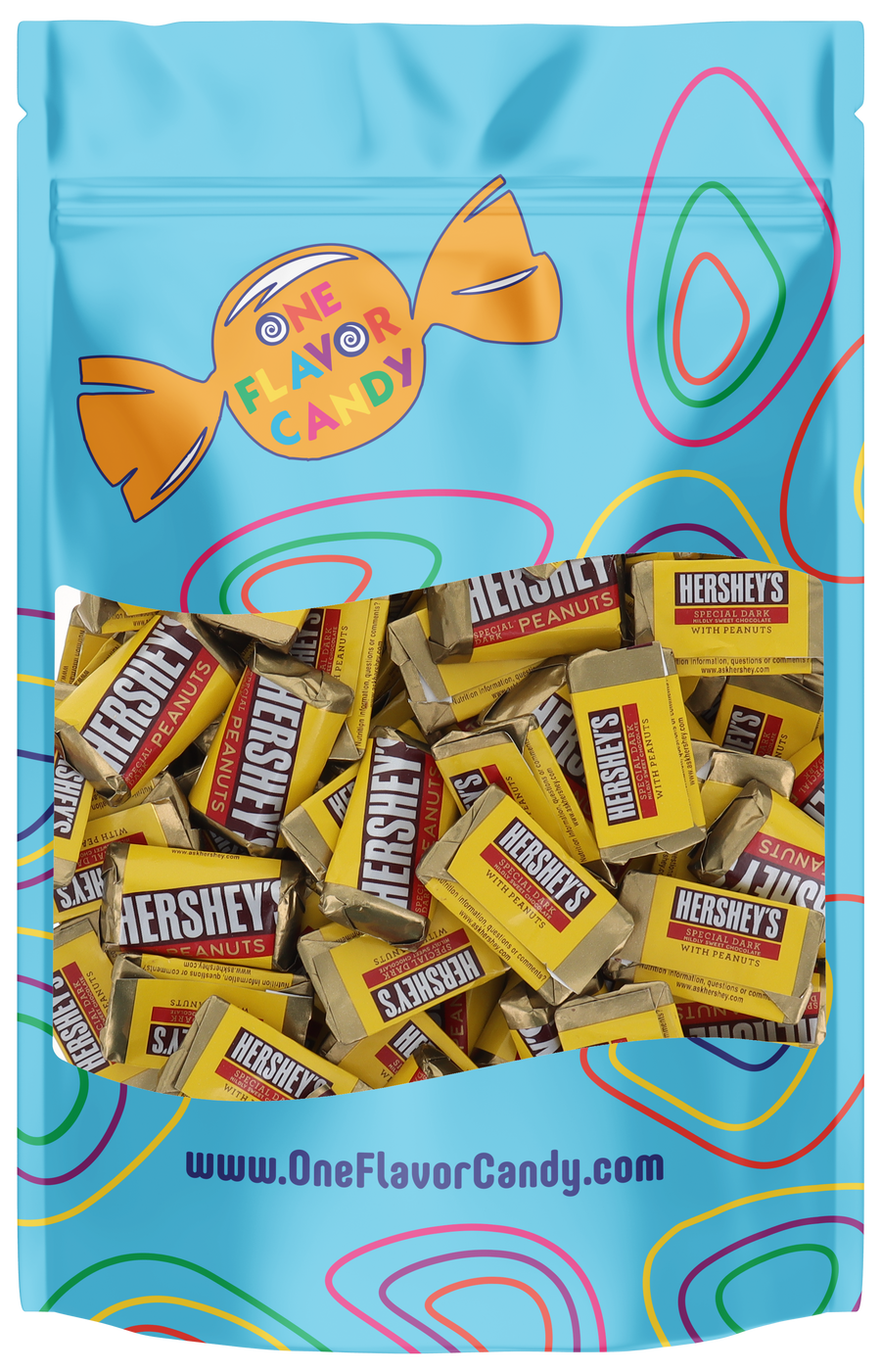 Hershey Special Dark With Peanuts Mini Chocolate Candy Bar in Resealable Bag