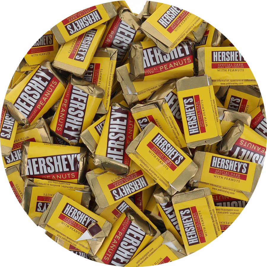 Hershey Special Dark With Peanuts Mini Chocolate Candy Bar in Resealable Bag