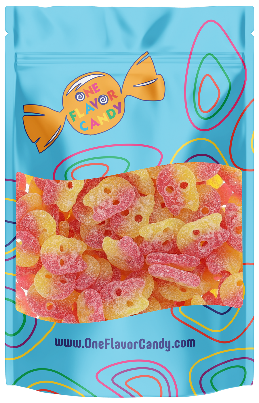 Bubs Lemon Raspberry Sour Skulls Candy (Unwrapped) in Resealable Bag