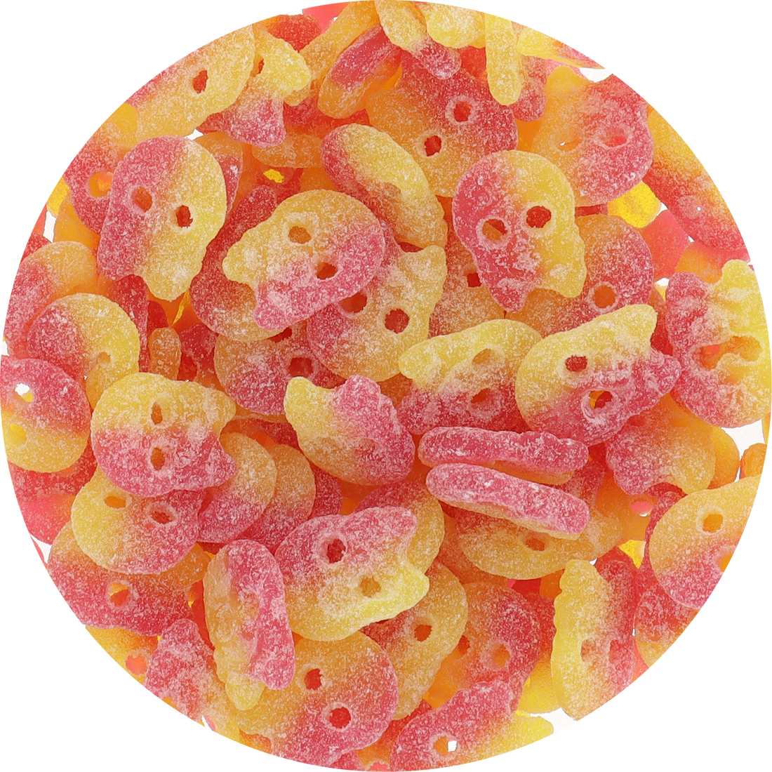 Bubs Lemon Raspberry Sour Skulls Candy (Unwrapped) in Resealable Bag