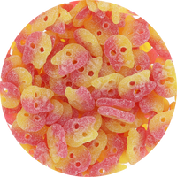 Bubs Lemon Raspberry Sour Skulls Candy (Unwrapped) in Resealable Bag