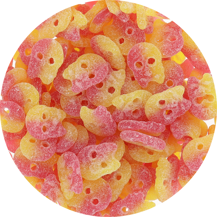 Bubs Lemon Raspberry Sour Skulls Candy (Unwrapped) in Resealable Bag