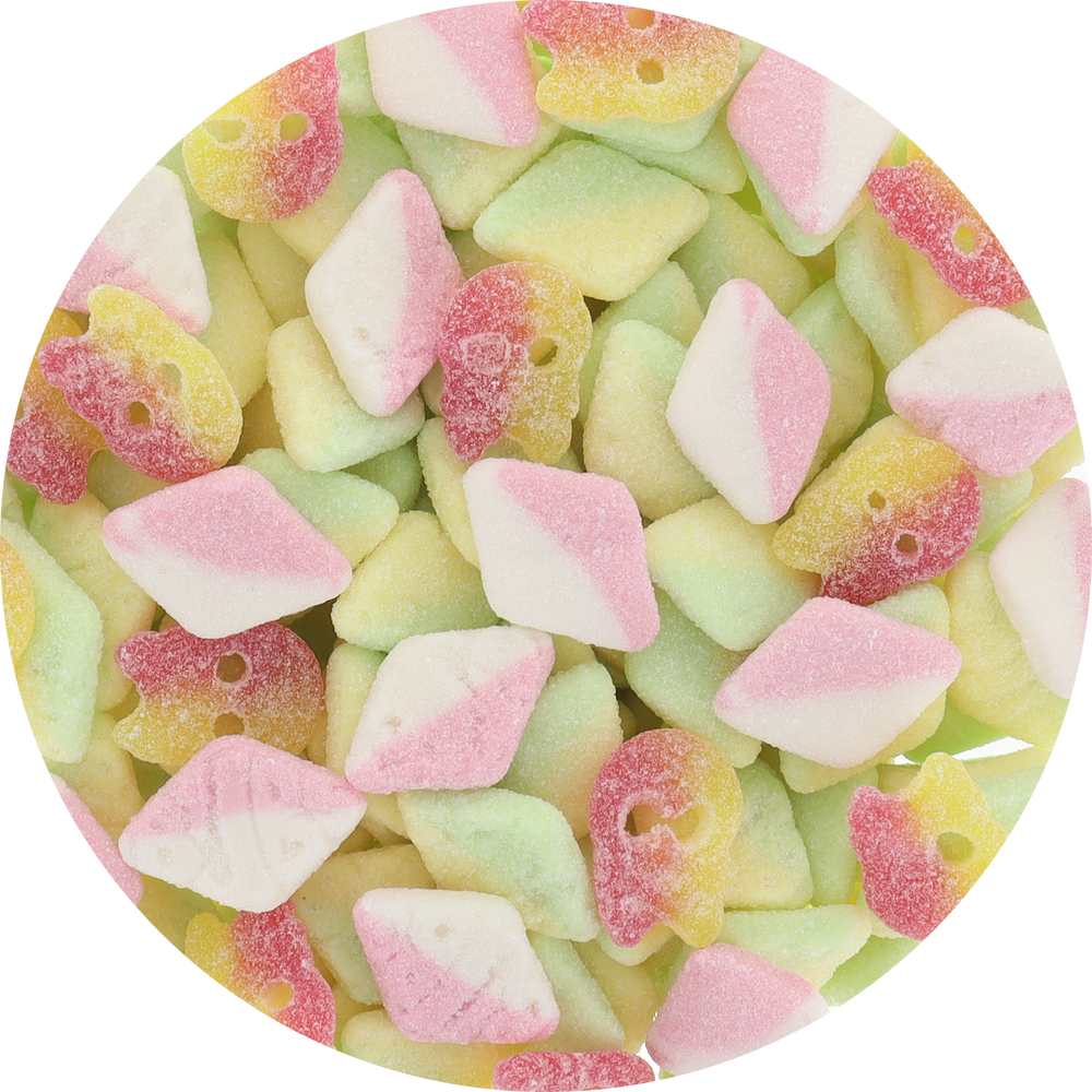 Bubs Diamonds & Skulls Sour Candy Mix (Unwrapped) in Resealable Bag at OneFlavorCandy Online Sweet Shop