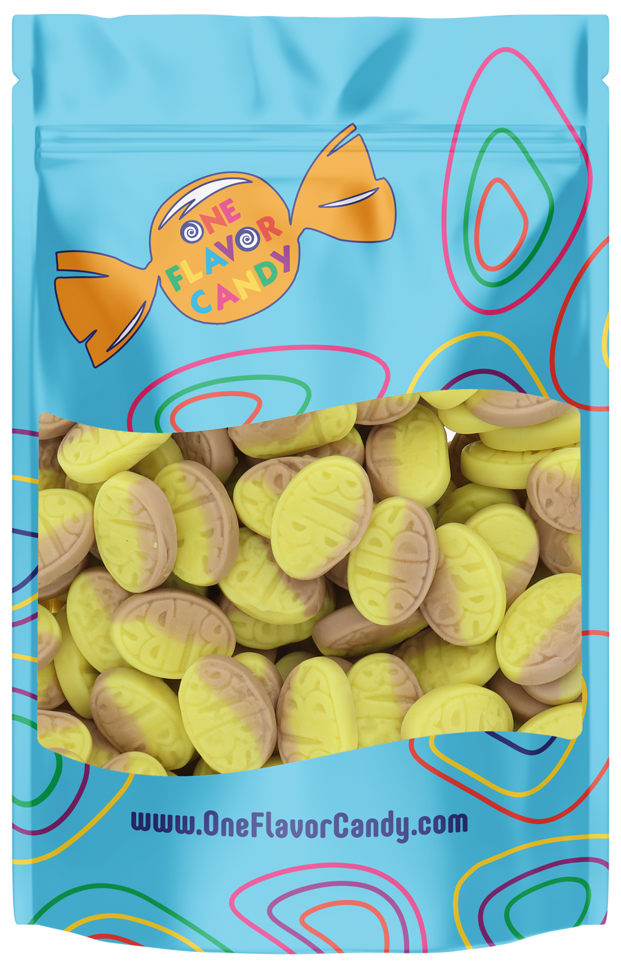 Bubs Banana Toffee Ovals Candy (Unwrapped) in Resealable Bag