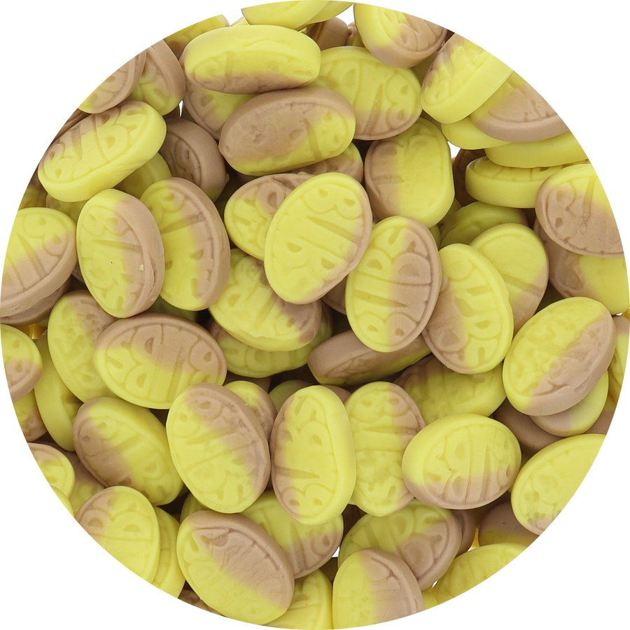 Bubs Banana Toffee Ovals Candy (Unwrapped) in Resealable Bag