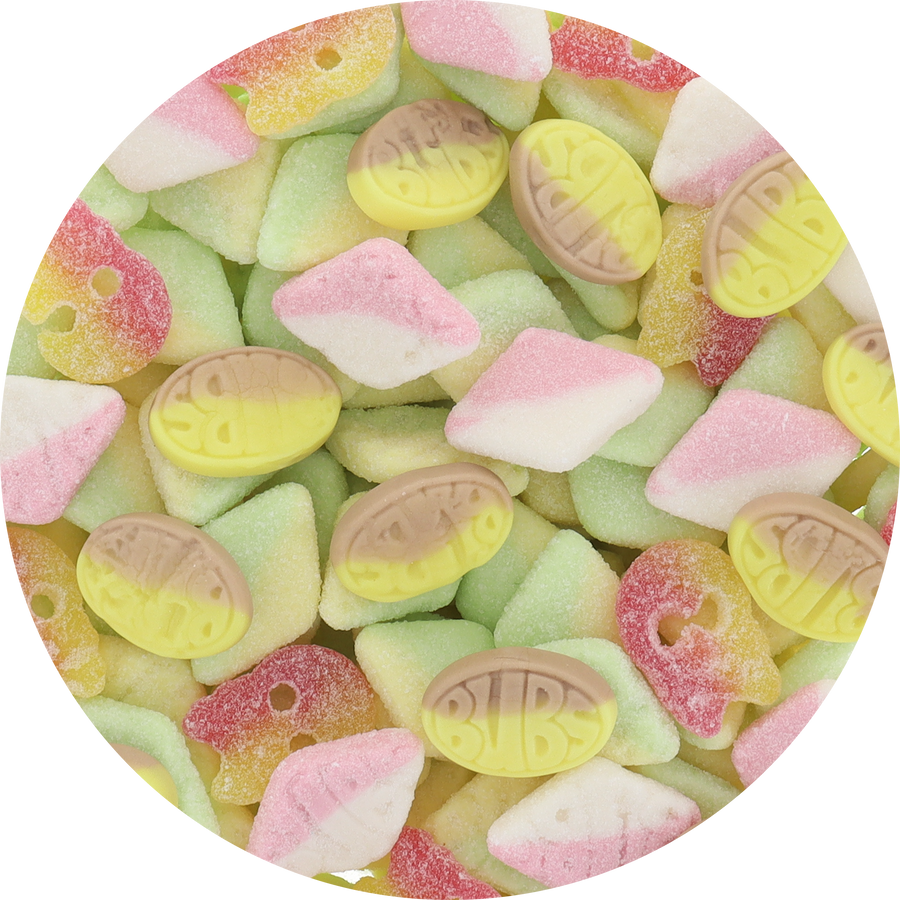 Bubs Diamonds, Skulls & Ovals Candy Mix (Unwrapped) in Resealable Bag - 4 Flavors