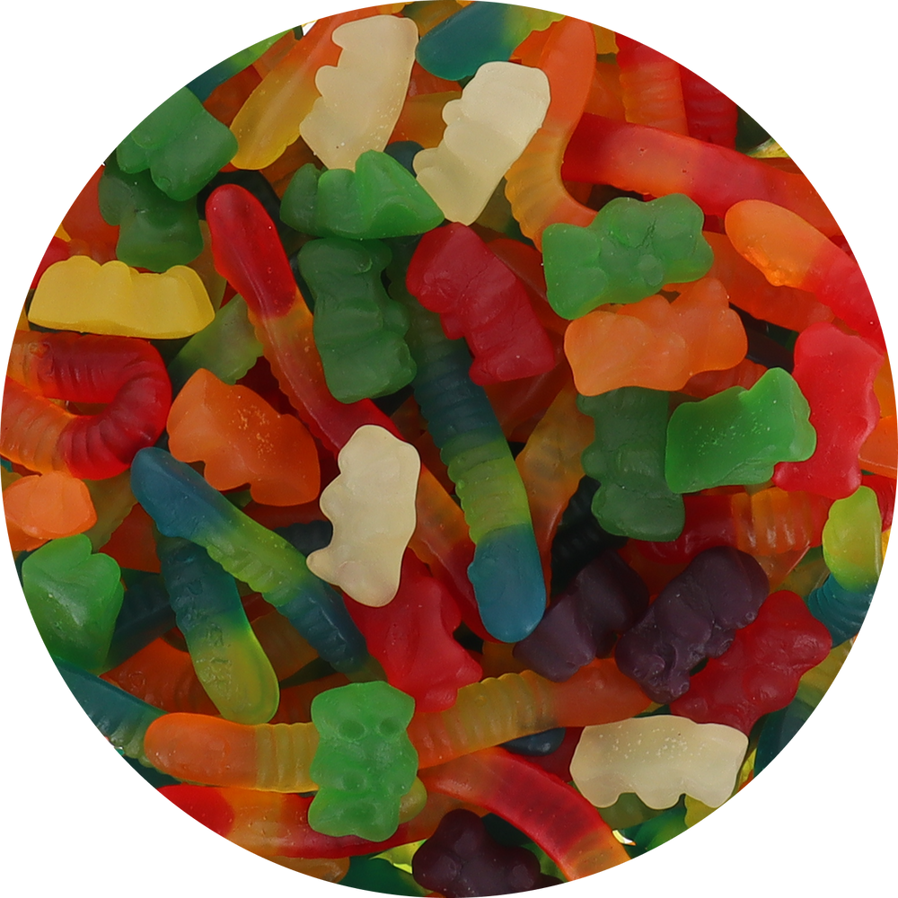 Vidal Sugar Free Gummy Bears & Worms Mix (Unwrapped) in Resealable Bulk Bag at OneFlavorCandy Online Sweet Shop
