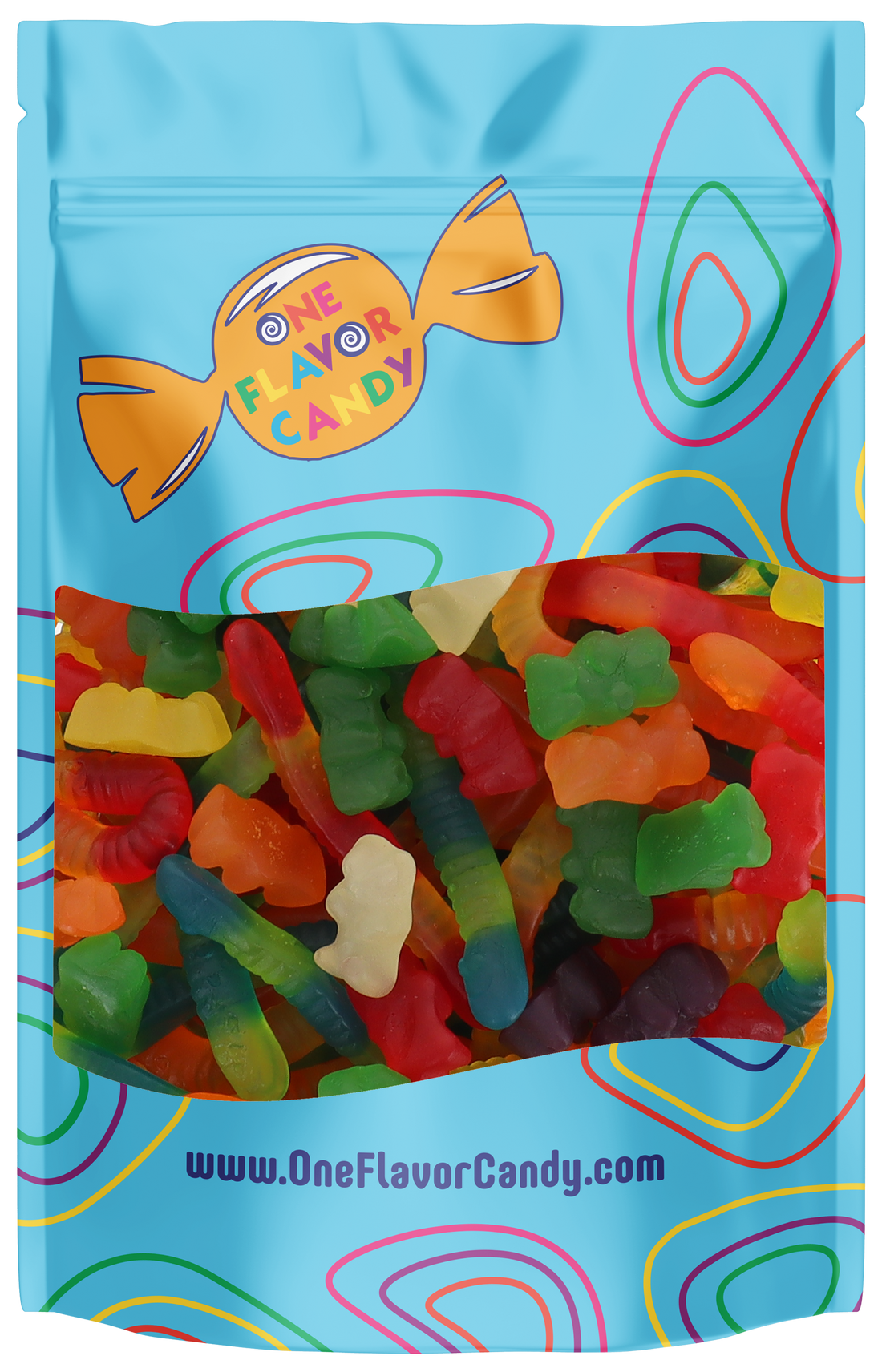 Vidal Sugar Free Gummy Bears & Worms Mix (Unwrapped) in Resealable Bulk Bag at OneFlavorCandy Online Sweet Shop