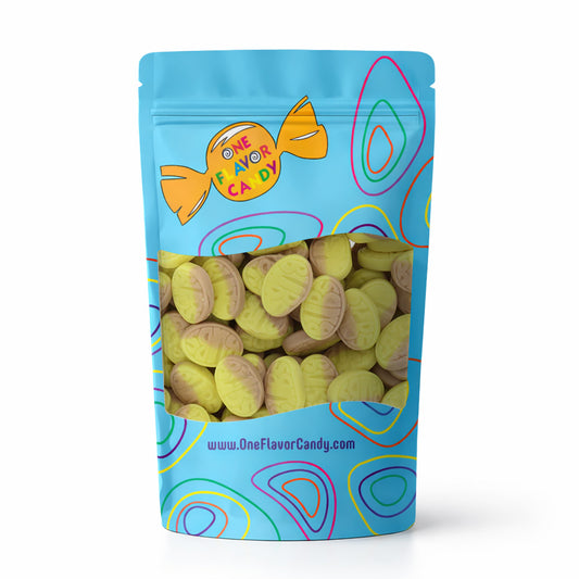 Bubs Banana Toffee Ovals Candy (Unwrapped) in Resealable Bag at OneFlavorCandy Online Sweet Shop