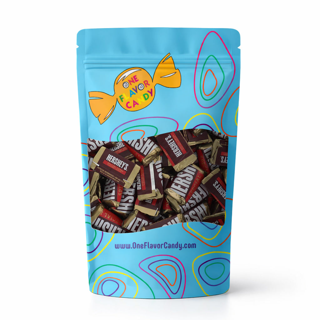 Hershey Special Dark Mini Mildly Sweet Chocolate Candy Bar in Resealable Bag at OneFlavorCandy Online Sweet Shop