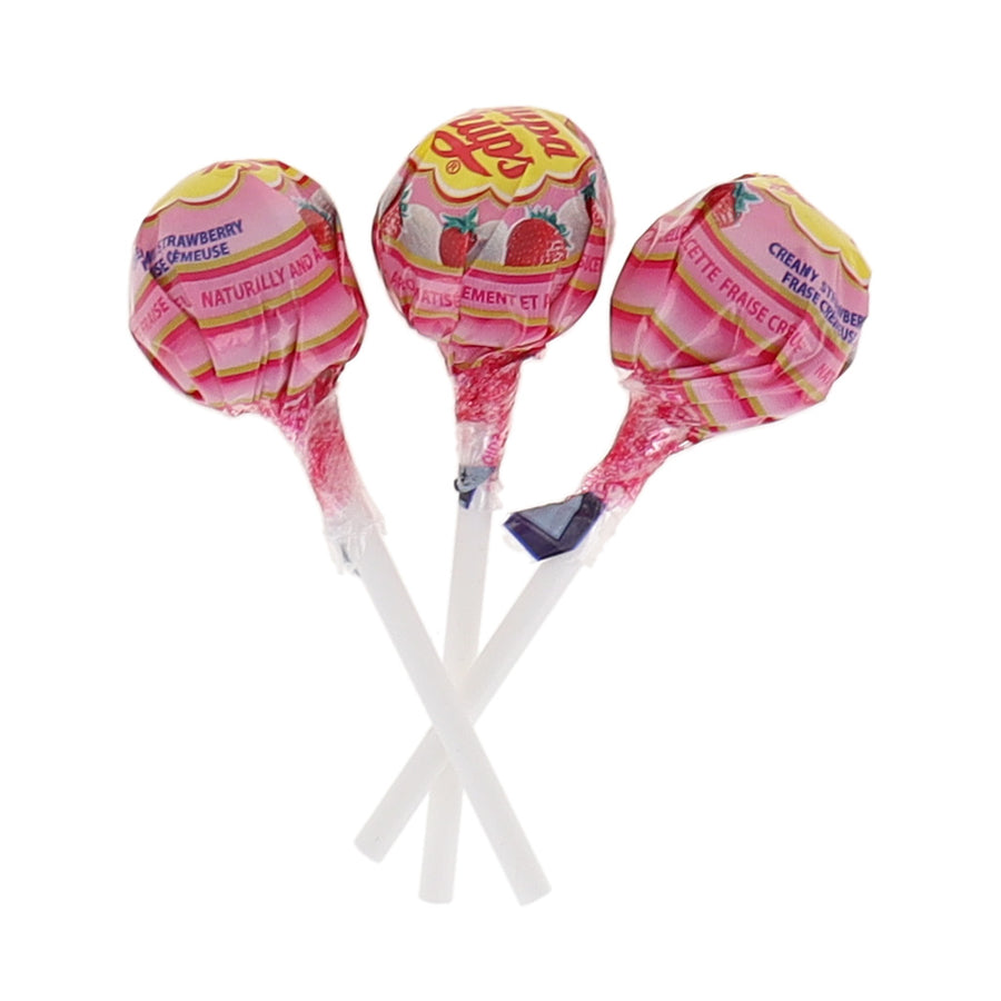 Chupa Chups Strawberry Yogurt Lollipops - Pack of 40 at OneFlavorCandy Online Sweet Shop